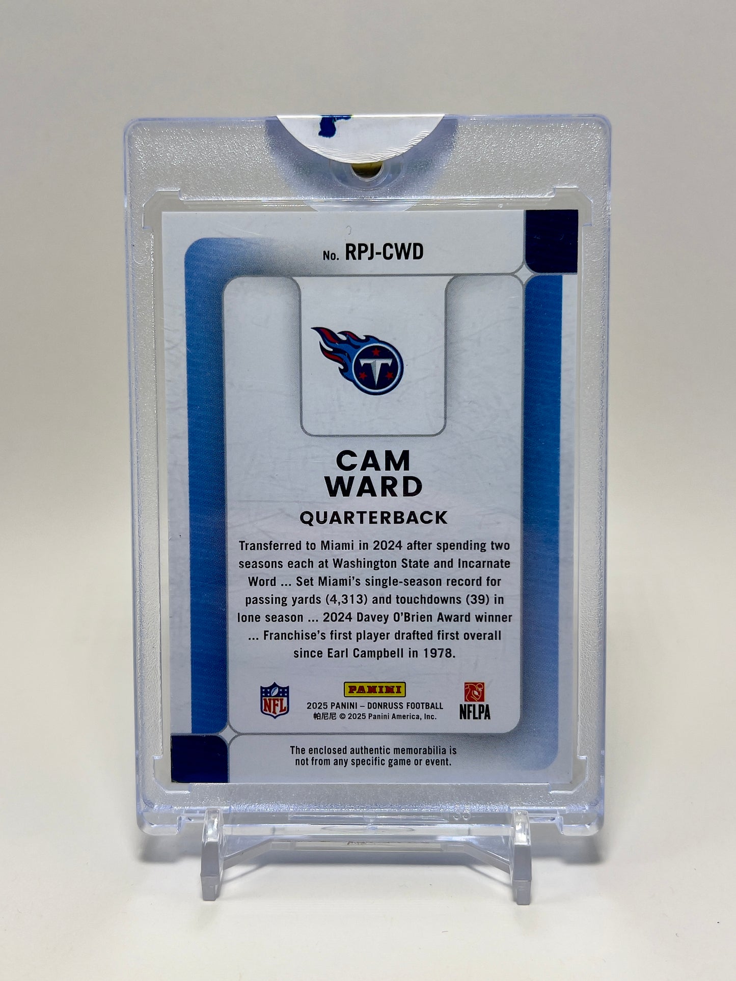 Cam Ward PHENOM - #RPJ-CWD