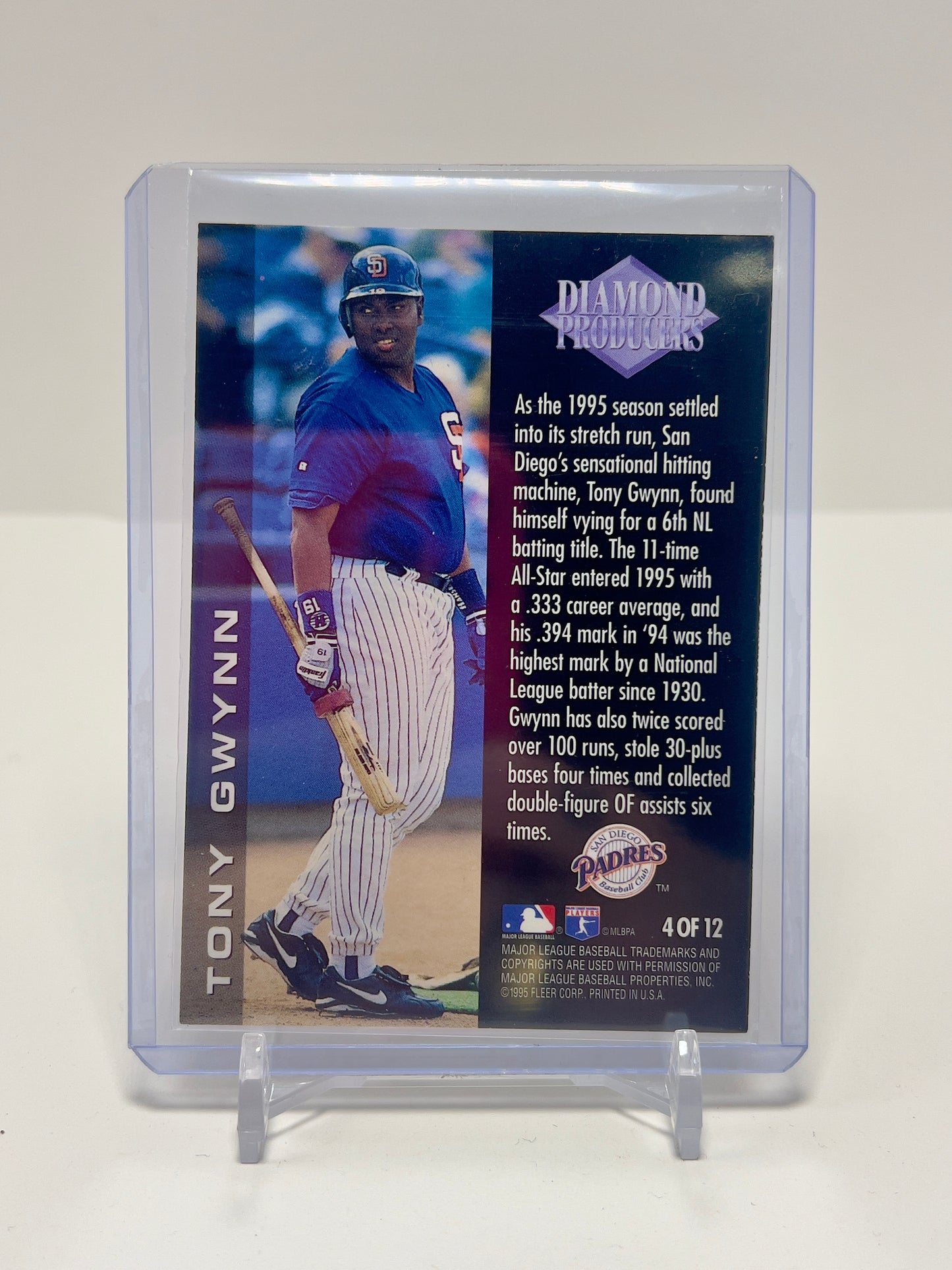 1995 Fleer League Baseball - Diamond Producers - Tony Gwynn - 4 of 12 - Chrome Holographic