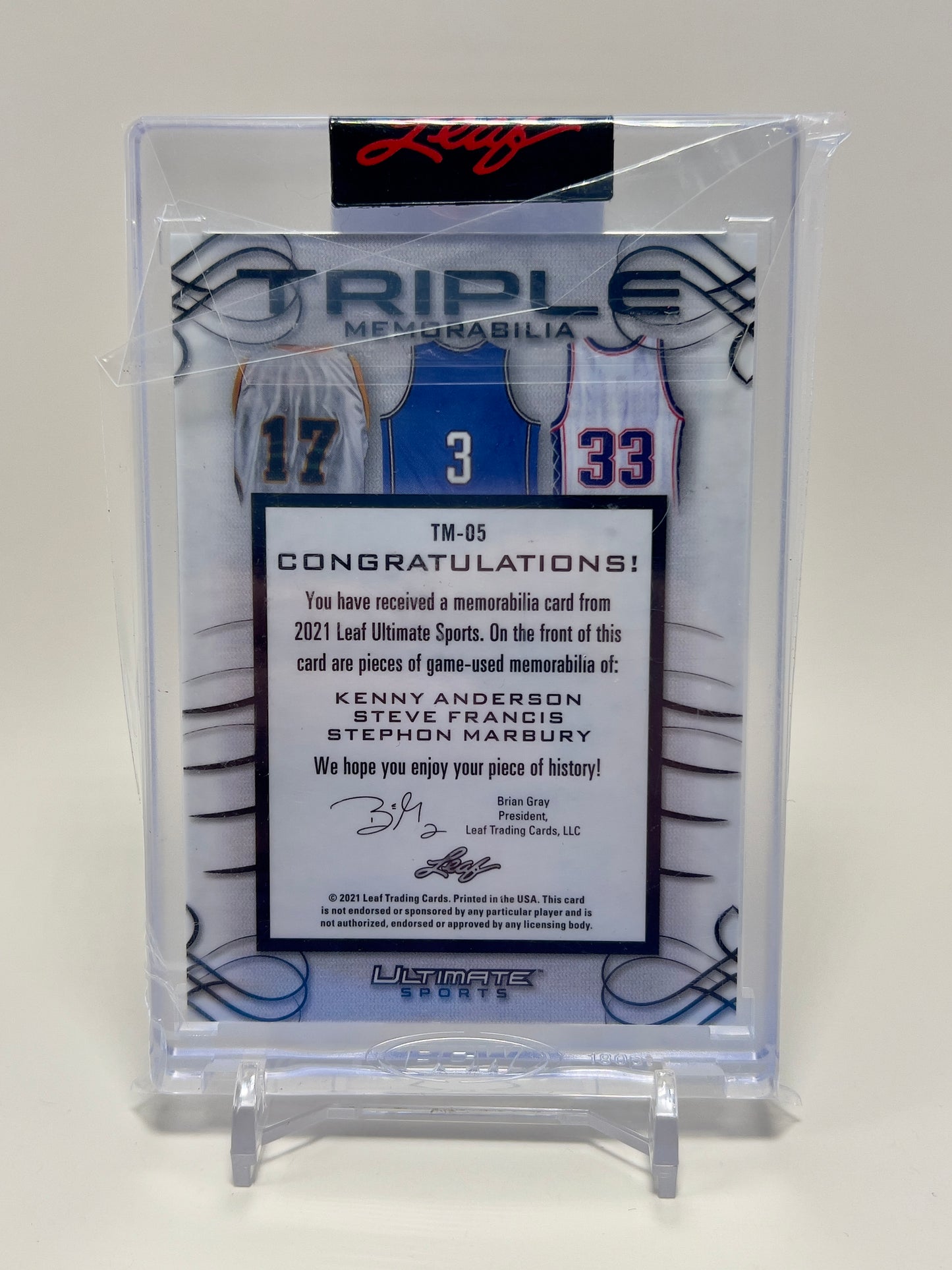 Triple Memorabilia - Kenny Anderson/Steve Francis/Stephon Marbury - TM-05 - 14/15
