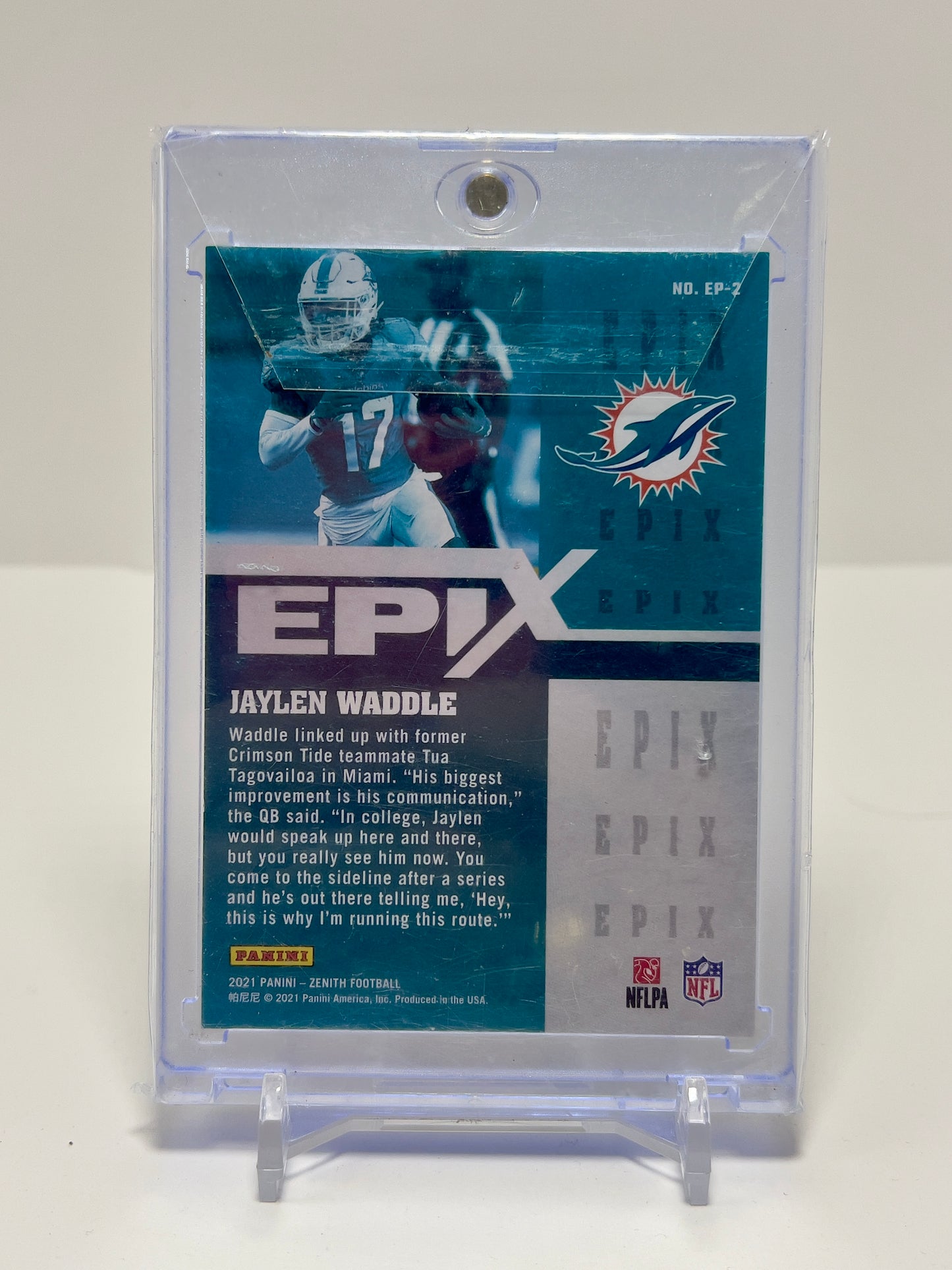 2021 Panini Zenith EPI - Jaylen Waddle - #EP-2 - Blue Chromatic - /25